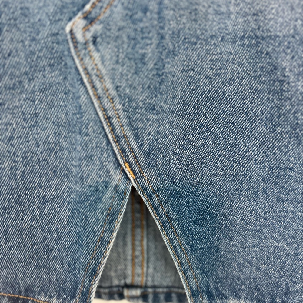 H&M Distressed Dark Blue Denim Mini Skirt with Front Slit - Women. Size 10 - Picture 3 of 8